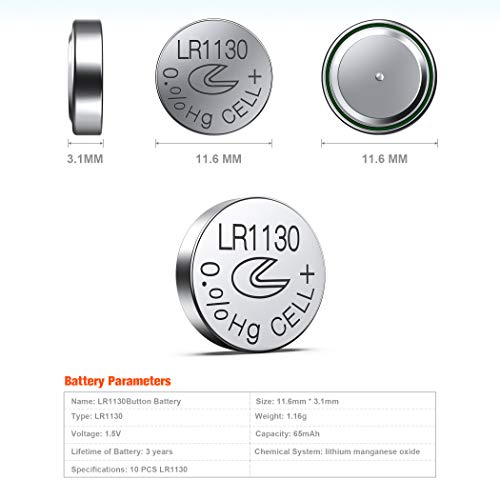 20 Pack Watch Alkaline Battery Button Cell Lr1130 Ag10 Pack Of 20 Batteries #TOP1