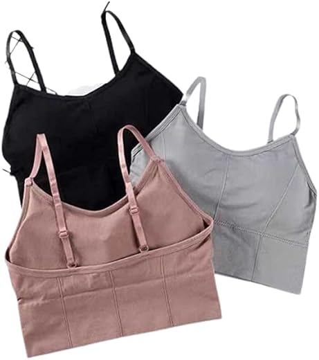 Texello Women's Everyday Bras Cotton Padded Bra Girl's Sports Bras Combo Bra T-Shirt Lightly Padded Adjustable Straps Full...