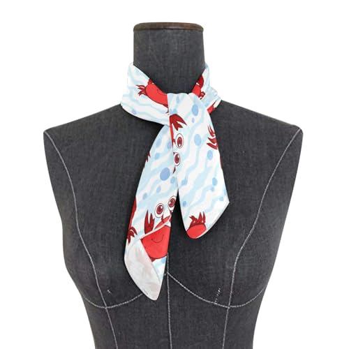 Cute Cartoon Crab Silk Like Head Scarf for Women,Soft Fashion Neck Scarf Square Satin Head Scarf 23.6 Inches3