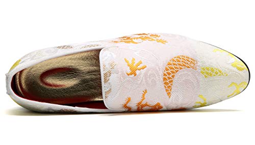 Santimon Mens Penny Loafers Embroidery Casual Slip On Driving Wedding Prom Shoes Moccasins Smoking Slipper3