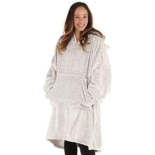 THE COMFY Dream | Oversized Light Microfiber Wearable Blanket, One Size Fits All, Seen on Shark Tank (Heather Gray)