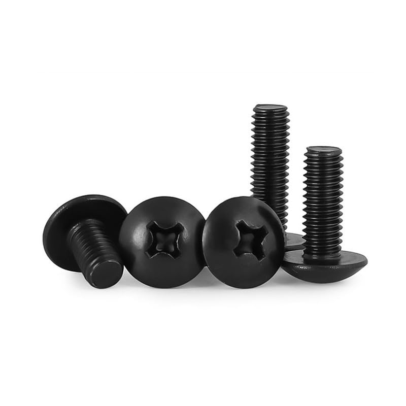Croce Bulloni a testa tonda Acciaio inossidabile 304 Nero Zinco Fungo Bulloni testa tonda piatta Pan Viti Machine Elementi di fissaggio M5 x 20mm 20 Pcs