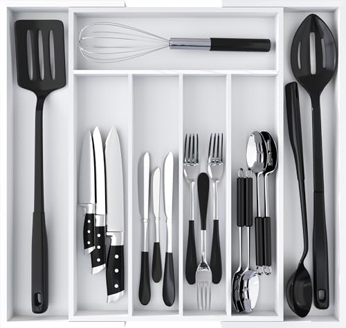 Utopia Kitchen Expandable Bamboo Utensil Drawer Organizer, Silverware Organizer, Silverware Drawer Organizer, Kitchen Drawer Organizer For Cutlery, Flatware Holder cover