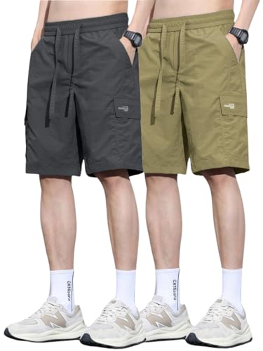 Image of TAGDO Men's Cotton Cargo Shorts with Multi Pockets | Lightweight Casual Outdoor Shorts Pant for Men | Elastic Waist Drawstring Utility Shorts for Hiking, Camping and Daily Wear (2048)