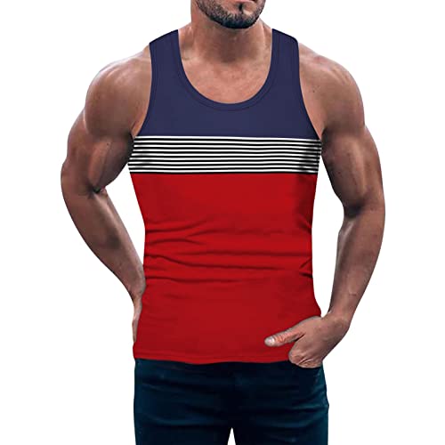 DRALOFAO Maillot de corps homme en plein air Haut pour hommes T-shirts sans manches monochrome maillot de corps motifs amusJogging salle de fitness Ordinaire chaleco débardeur, A-rojo., L Cover