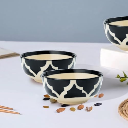 Image of Eco-Friendly Ceramic Dinner Set | 5-Piece Crockery Set | Lightweight & Durable Dining Set | Charcoal Black Plates (7 inch & 8 inch) & Ramen Snack Bowls (75ml, 125ml, 200ml) | Perfect for Gifting