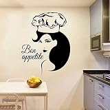 HANZHAO Drôle Cuisine Fille Mur Art Autocollants Mur Art Autocollants Murale Pépinière Enfants Chambre Décoration Murale Art Stickers Bande Dessinée Anime Stickers Muraux 58cm X 74cm