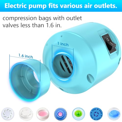Image of GGH Electric Air Pump for vacuum seal bags Travel for clothing Vacuum Pump for Various Vacuum Seal Bags Portable Vacpack Air Pump for Compression Clothing Luggage Blue(Storage Bag Not Included)