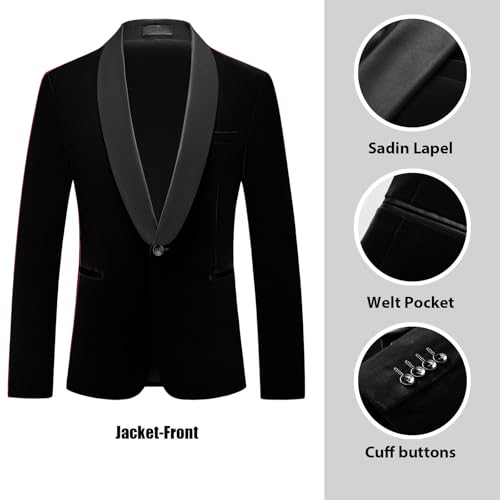 Rogers & Morris Velvet Tuxedo Suit for Men Solid Shawl Lapel 3 Piece Set Regular Fit Jacket Vest Pants Set2