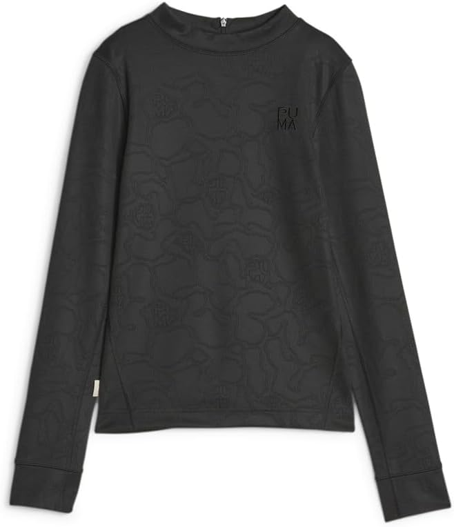 PUMA Womens Infuse Crew Neck Long Sleeve Shirt Casual Tops Casual - Black