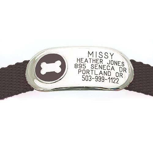 LuckyPet Bone Jewelry Collar Tag for Dogs and Cats, Custom Engraved, Durable, Quiet and Chew Proof, Attaches Flat to Any Collar, Small-Black-Bone