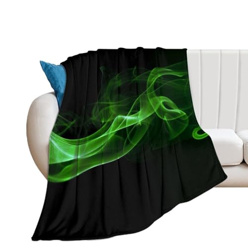Couverture flanelle anti-boulochage légère et douce vert fumé