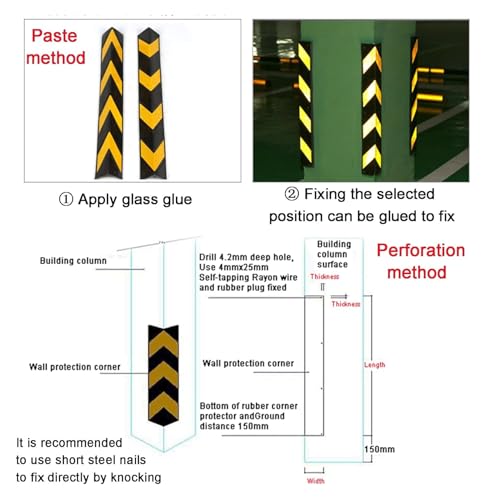 Protection d'angle en caoutchouc réfléchissant pour poteau de parking
