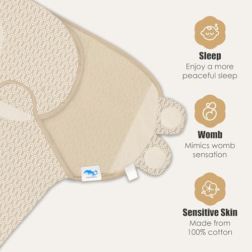Image of SWEET DOLPHIN 3-Pack Baby Swaddle Sleep Sacks - Newborn Swaddle Blanket with Soft Cotton - Ergonomic Wrap for Boys and Girls, 3-6 Months, Brown
