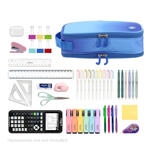 J World New York Doodle Large Capacity Pencil Case. 2 Compartment Pouch Pen Bag for School Teen Girl Boy Women, Blue Gradient by J World New York - Image 3