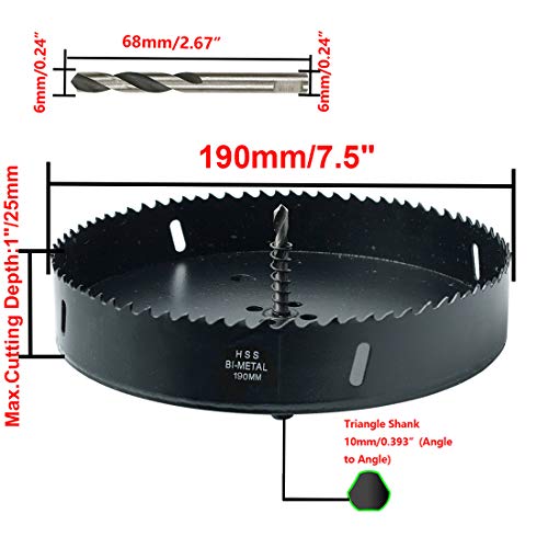 Image of 7.5-inch Hole Saw BI -Metal Hole Drilling Cutter for Wood, Plastic and Fiberboard