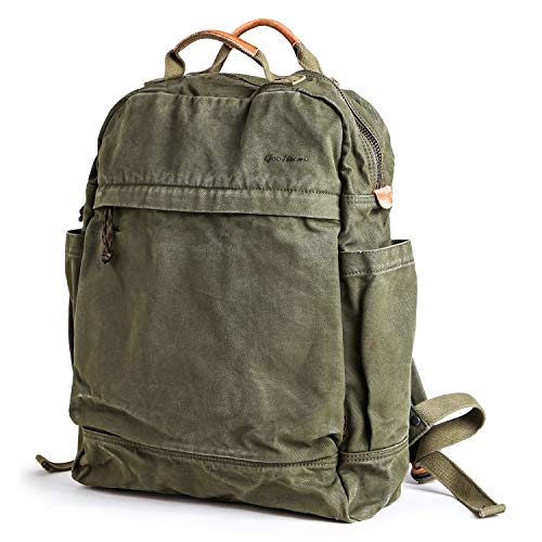 Gootium - Zaino in tela con cerniera, stile vintage, colore: Verde militare