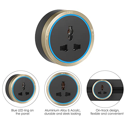 Moochy Tomadas de trilhos universais de 3 pinos Adaptador de soquetes de trilhos de energia Tomada d