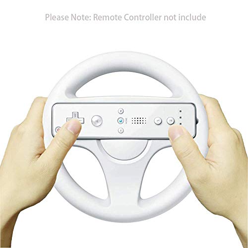 Mario Kart Wii Steering Wheels, ZOTAIN 2 Pack Mario Kart Wii Racing Wheels Compatible with Nintendo Wii, Wii U Racing Games (White X 2)