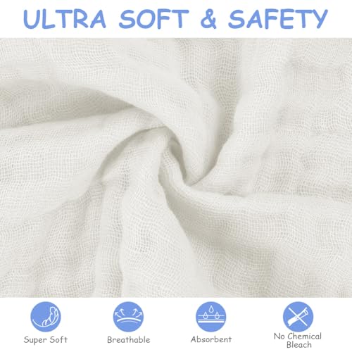 Aolso Baby Washcloths, 8pcs Muslin Cotton Baby Towels, 25x25 cm 6 Layers Cotton Baby Muslin Squares, Soft Baby Muslin Cloths - Image 4