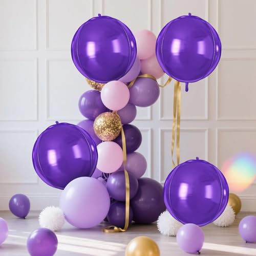 Image of 9 Pcs Purple Round Foil Balloons,22 Inch Dark Purple Round Balloons