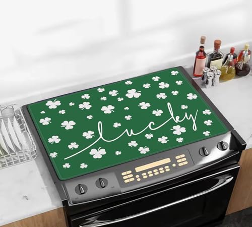 Image of St. Patrick's Day Stove Top Cover 29''x21'' for Electric Stove - Stove Mat for Glass Top Glass Cooktop Protector For Kitchen Multifunctional Oven Covers for Electric Stove