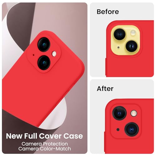 Image of FireNova Designed for iPhone 14 Case, Silicone Upgraded [Camera Protection] Phone Case, Soft Anti-Scratch Microfiber Lining Inside, 6.1 inch, Red