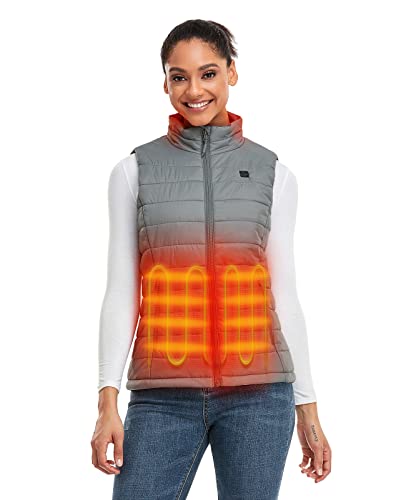 ORORO Women's Lightweight Heated Vest with Battery Pack (Silver Grey,M) ORORO Women's Lightweight Heated Vest with Battery Pack (Silver Grey,M)