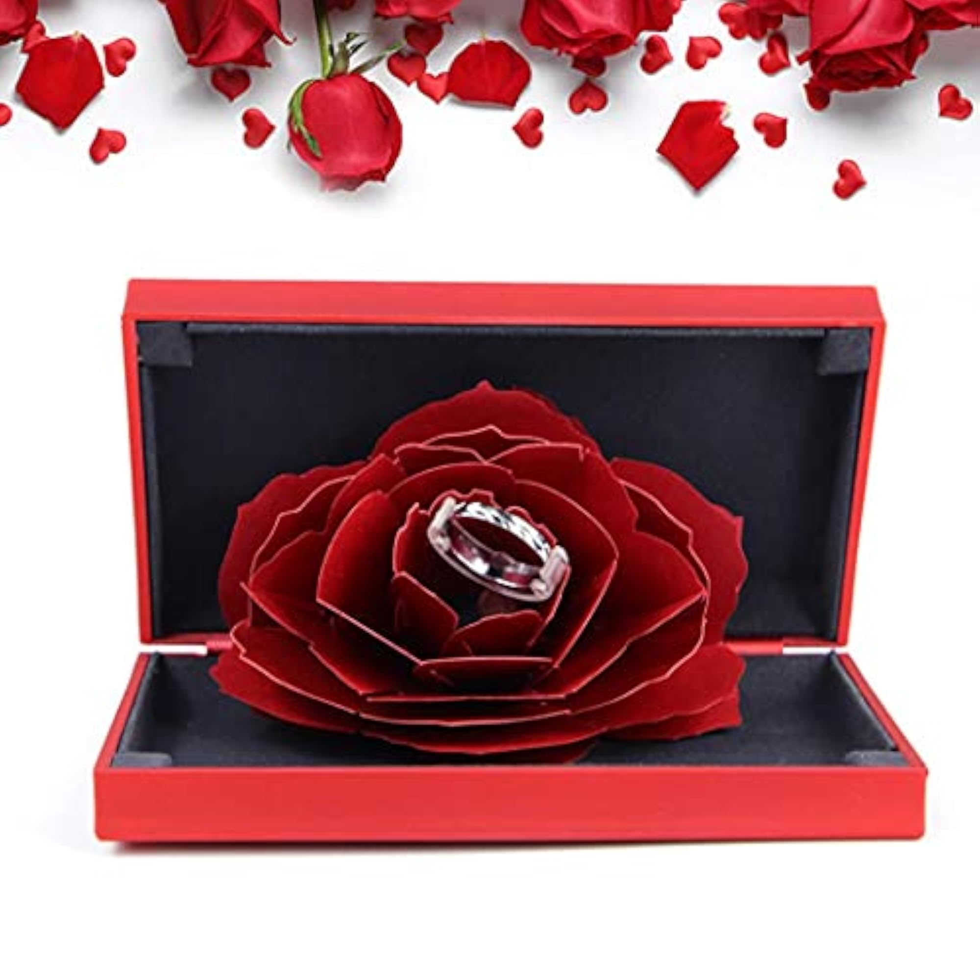 Rotating Rising Rose Engagement Ring Box