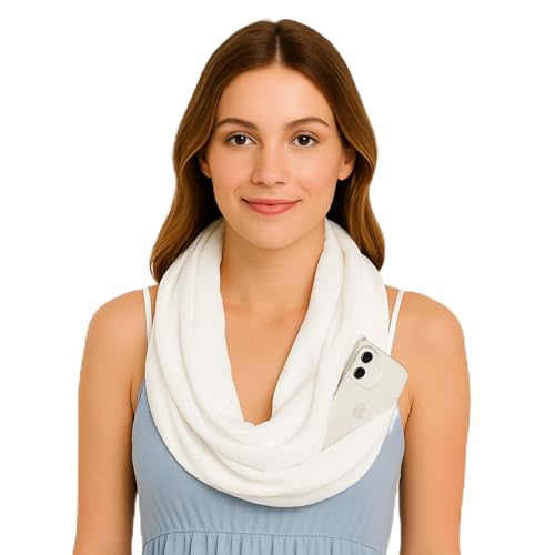 Solid Color Hidden Zipper Pocket Scarf - Fashion Scarf for Women - All Seasons
