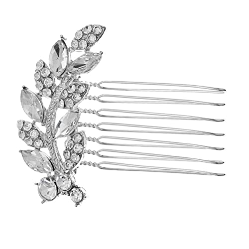 FRCOLOR 1個 櫛 ヘアコーム 髪留め ネクタイ 結婚式のヘアアクセサリー ヘアジュエリー ブライダルヘア ビーズ フェード 手作りの髪飾り くし ファッションかんざし 合金 Silver