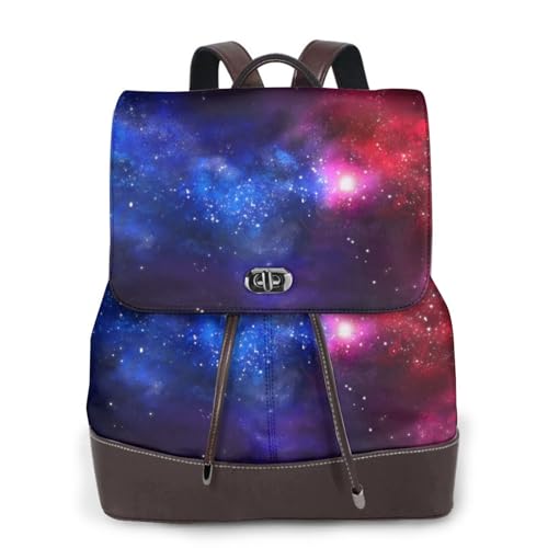 Sac à dos galaxie pour femme en nylon et cuir PU imperméable