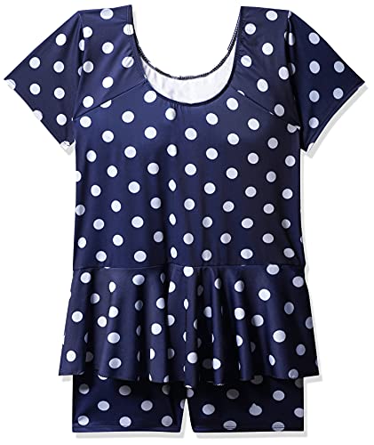 Image of I-SWIM LADIES COSTUME IS-102 NAVY /WHITE DOTS SIZE XL WITH EAR PLUG AND NOSE PLUG (PACK OF 12)