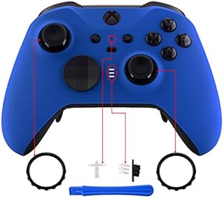 eXtremeRate Scarlet Red Soft Touch Grip Faceplate Cover, Front Housing Shell Case Replacement Kit for Xbox One Elite Series 2 Controller Model 1797 - Thumbstick Accent Rings Included