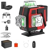 360 °Laser Wasserwaage Selbstnivellierend, Kreuzlinienlaser 16 Linien Nivellierlaser, Laser Niveau, Baustellenlaser mit Fernbedienung und wiederaufladbarem Akku 2 × 2400 mAh