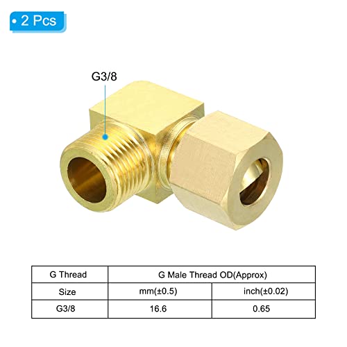 PATIKIL G3/8 Male x 10mm Tube OD Brass Compression Tube Fitting, 90 Degree Elbow Pipe Tube Fitting for Plumbing Hose Connector - Image 3