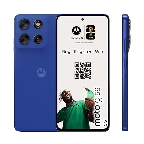 Motorola Moto g56 5G Smartphone (6,72“-FHD+-Display, 50-MP-Kamera mit Moto-AI, 8/256 GB, 5100 mAh, Android 15) Pantone Dazzling Blue, inkl. Schutzcover