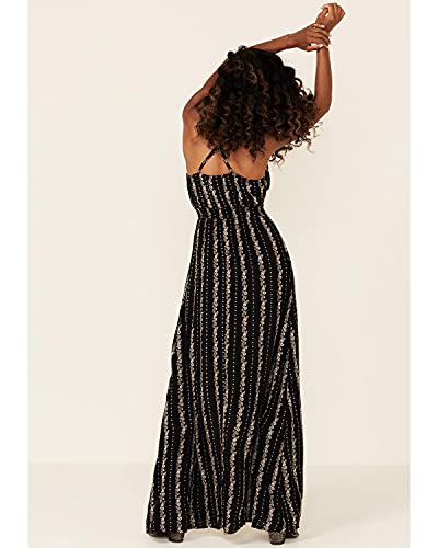 Angie Girls Women's Printed Surplus Top Maxi Casual Dress, Black, Small US4