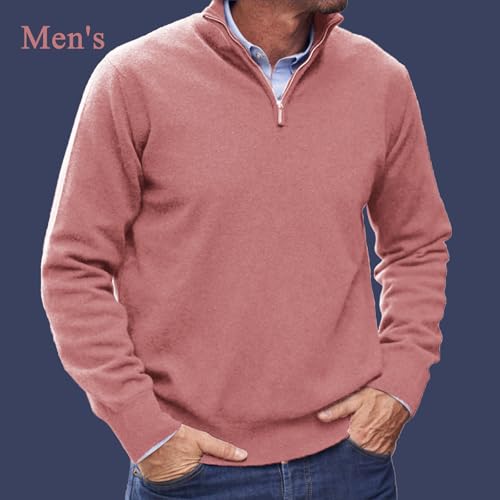 Describeu Mens Cashmere Sweater, Men's Cashmere Zipper Basic Sweater, Casual Men Top3