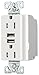 Eaton TR7755W 15 Amp 125V Combination USB 3.1A Charger with Duplex Receptacle, White
