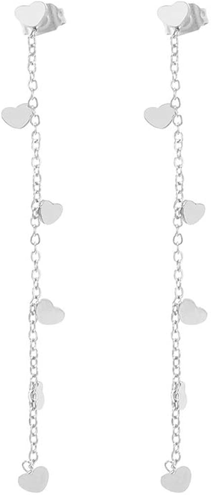 2019 New Anti-allergic Stainless Steel Earrings Tassels with Mini Love Shape Dangle Cute Women Earrings Birthday New Year Gift