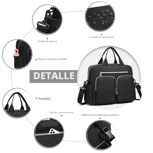 Miniatura 6 de Kono Bolso Cambiador Para Bebé Impermeable De Gran Capacidad Con Bolsillos Térmicos Y Varios Compartimentos, Bolsa De Maternidad Y Pañales Unisex Para Mamá Y Papá, Ideal Para Viaje, Hospital Y Paseo