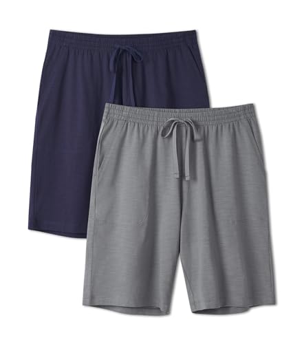 Image of DAVID ARCHY Mens Pajama Shorts Cotton Sleep Shorts Pajama Pants 2 Pack