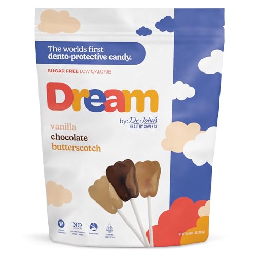 DREAM by Dr. John's Healthy Sweets Assorted Lollipops (Vanilla, Chocolate, Butterscotch)