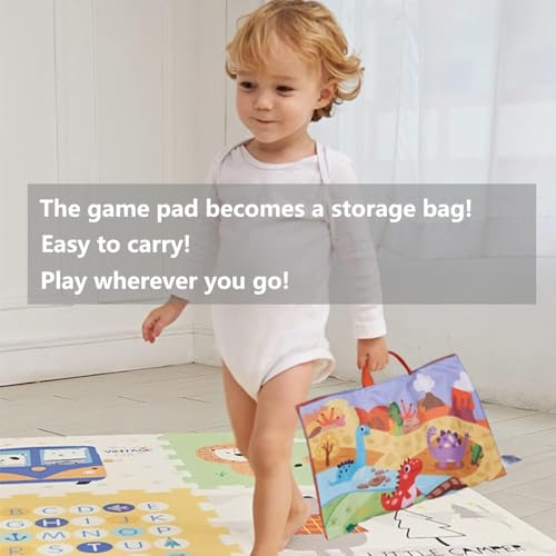 Image of PLUSPOINT Cute Dinosaur Toy car Set with Playmat Fantastic Creatures Toys mat Storage Bag Baby Car Travel Toys Pretend Play Jungle Theme playmat for Kids Birthday Gift Stocking Stuffers for Toddler