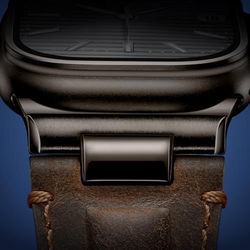 Image of Leather Band for Apple Watch Ultra 3 /Ultra 2 Bands 49mm 46mm 45mm 44mm, Top Genuine Leather Designer Replacement Strap for iWatch Ultra 3 2 1 SE series 11 10 9 8 7 6 5 4 3
