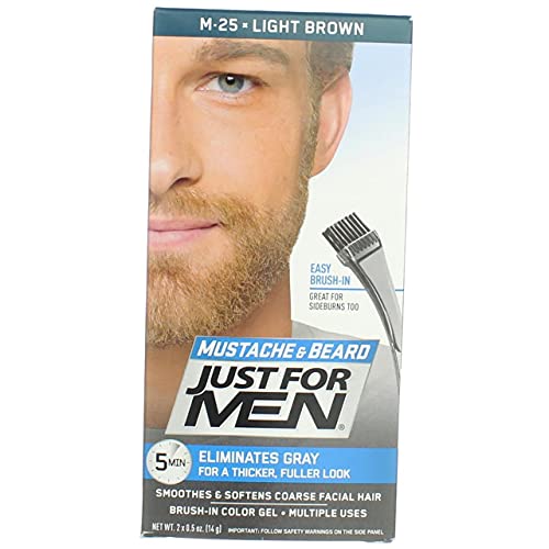 JUST FOR MEN Brush-In Color Gel, Mustache & Beard M-25 Light Brown 1 Each (Pack of 2)