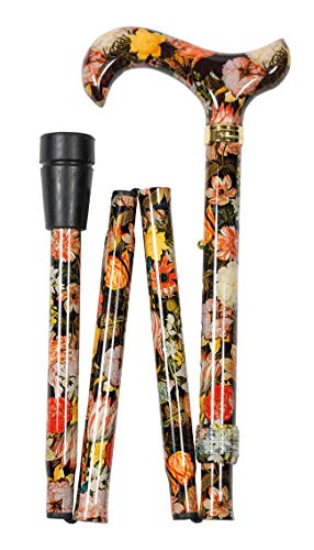 Design Faltstock BOSSCHAERT farbig, bunt, modisch, höhenverstellbar, Derbygriff, Leichtmetall, edler Messingring, Damen und Herren, Gummipuffer.