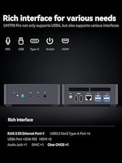 MINIS FORUM UM790 Pro Mini PC AMD Ryzen 9 9 7940HS solo 5.2GHz 32GB DDR5 512GB SSD con AMD Radeon 780M, 4x USB3.2, 2x USB4, 2x HDMI 2.1, 2x PCIe4.0, Wi-FI 6E /BT5.3, RJ45 2,5 G