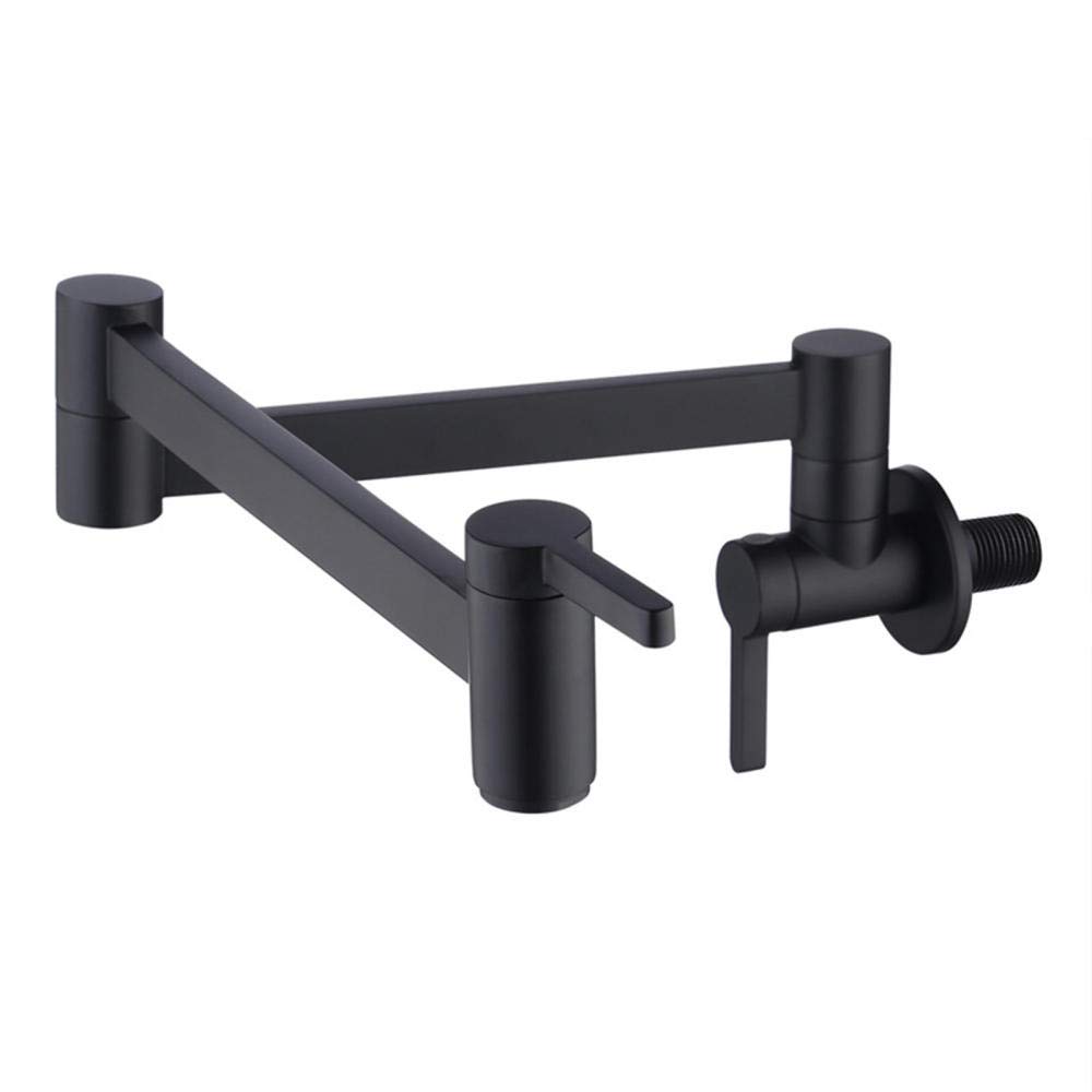 ZYCHSJXA Kitchen Bath Taps for Pot Filler Wall Mounted, Double Handle Cold Water Tap Brass 360 Swivel, Faucet Sinks Tap-Black